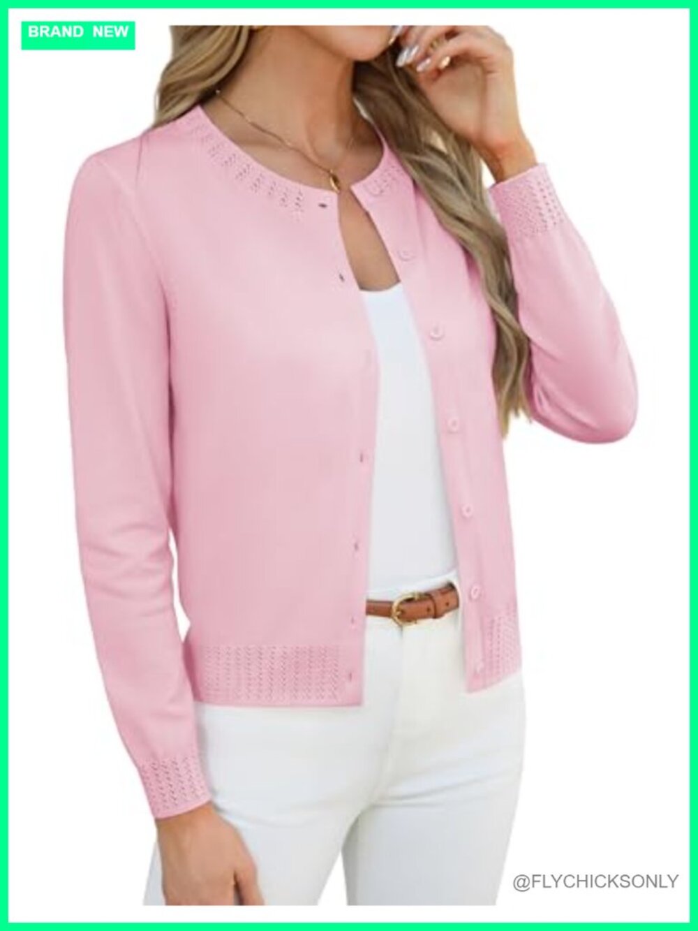Cropped Cardigan Sweater Lightweight Button Up Long Sleeve Knit Shrug